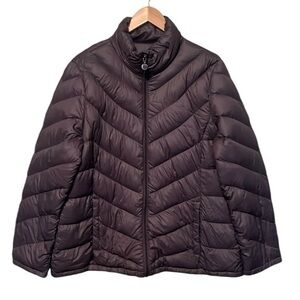 Calvin Klein Puffer Full Zip Lightweight Packable Premium Down Coat Gray XL